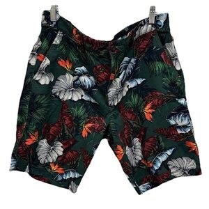 GAP Mens Tropical Floral Khaki Short Flat Front Sz 38 LIVED IN SHORT Beach 10in